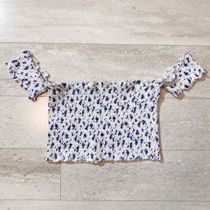 pacsun floral off the shoulder crop top